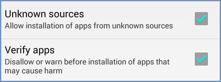 unknown sources enable option on Android