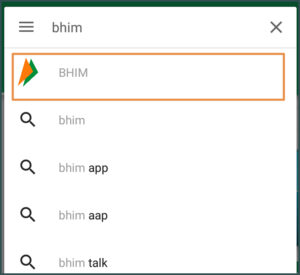 searching for BHIM on Play store