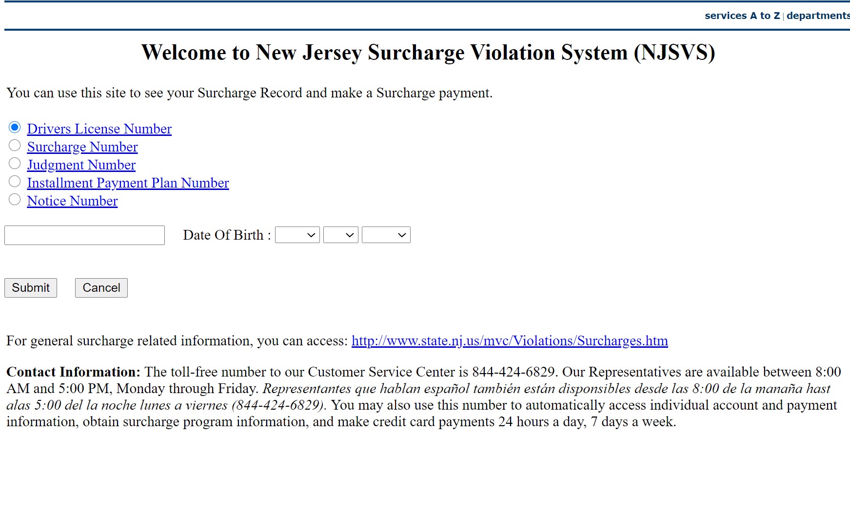 NJ Surcharge – Pay New Jersey Traffic Surcharge Online